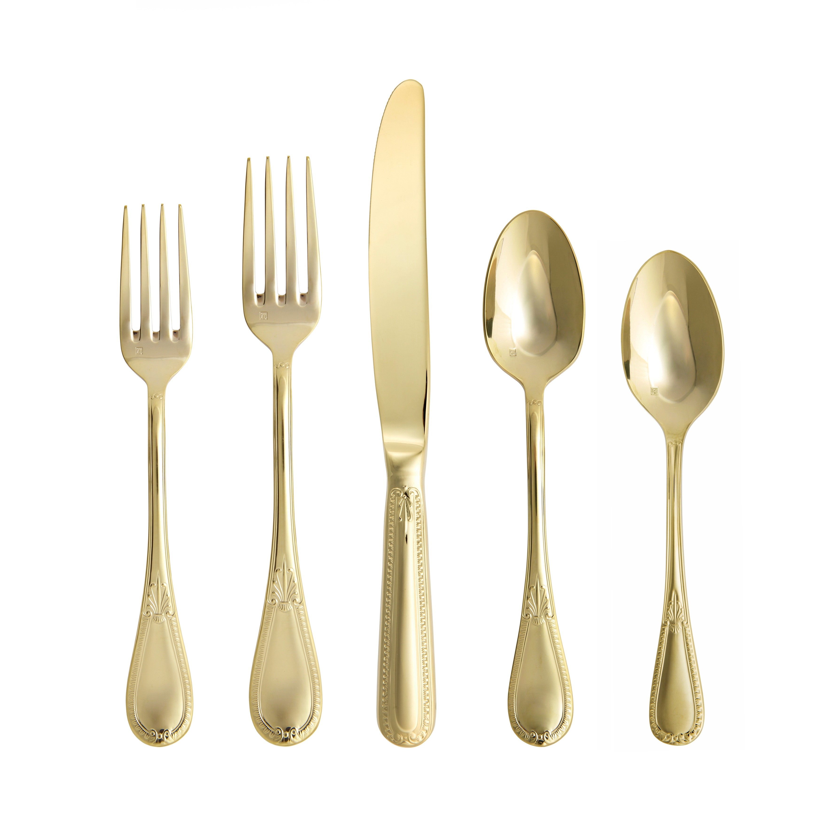 Fortessa Savoy 18/10 Stainless Steel, 20 Piece Flatware Set (Service for 4), Gold - 20 Piece Set