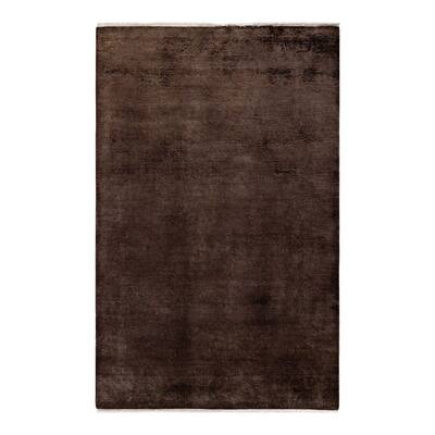 Overton Hand Knotted Wool Vintage Inspired Modern Contemporary Overdyed Brown Area Rug - 4' 1" x 6' 3"