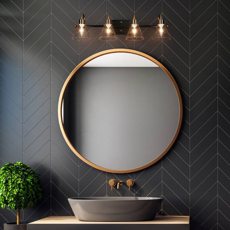 Modern Transitional 4-light Bathroom Vanity Light Black Gold LED Dimmable Wall Sconce