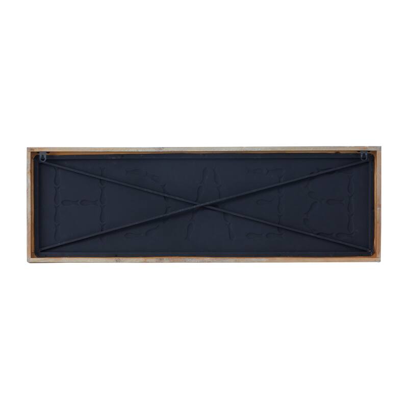 White Metal Beach Sign Wall Decor with Brown Frame