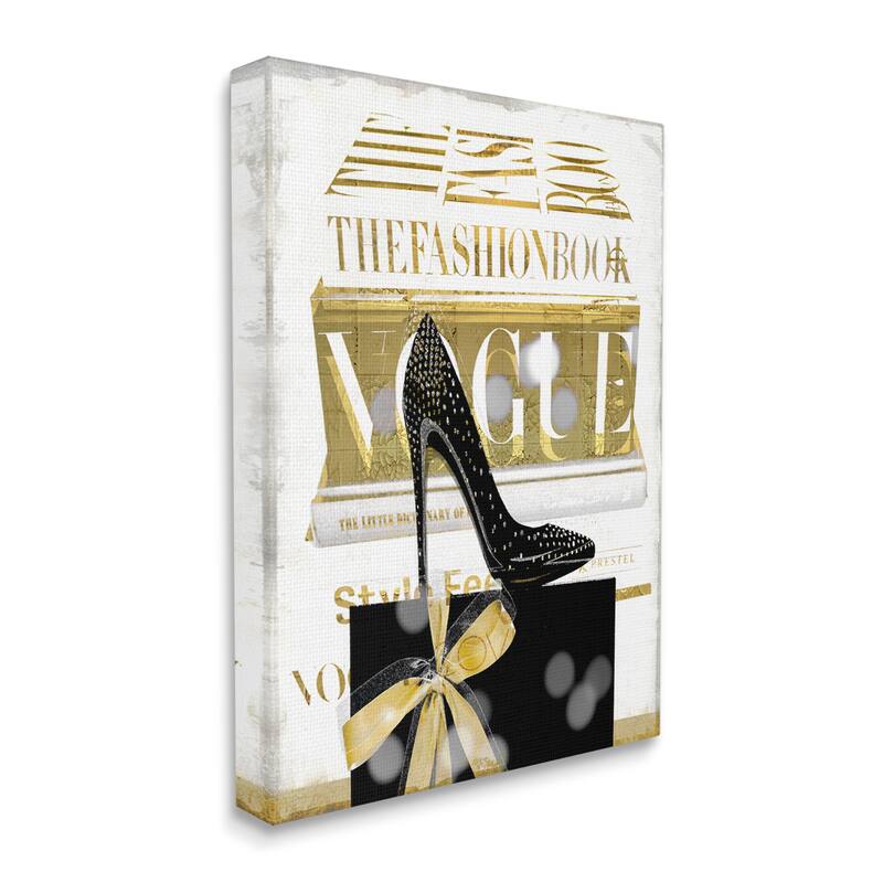 Stupell Fashion Books Stacked Glam Heels Canvas Wall Art by Madeline Blake