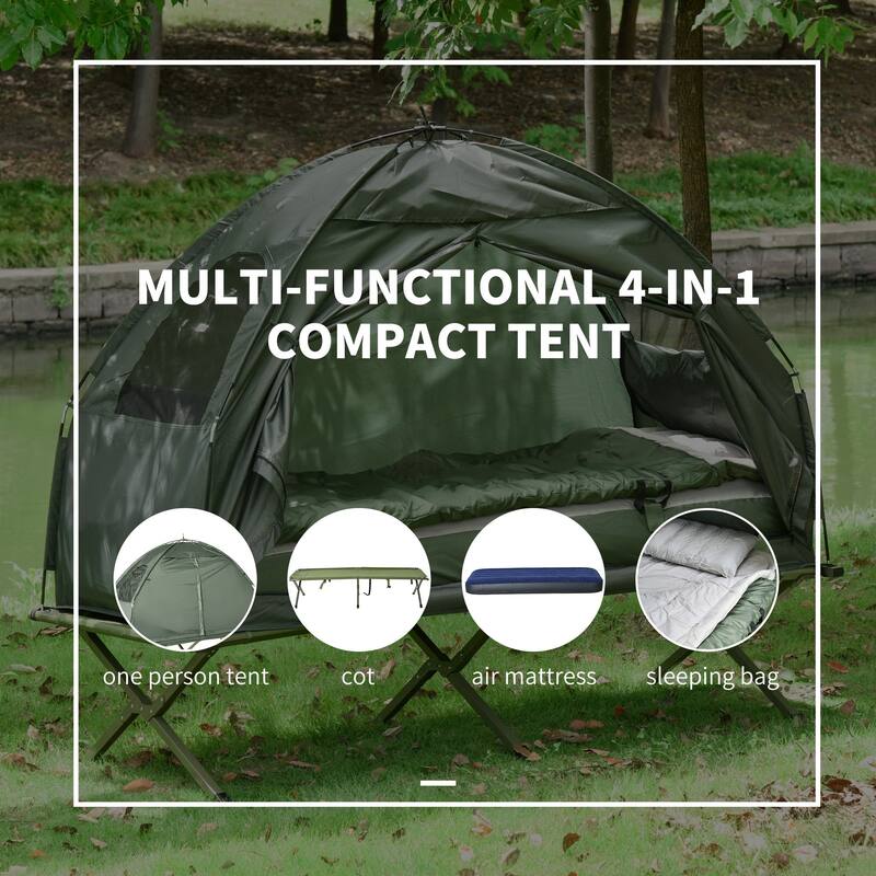 All-in-One Folding Camping Cots for Adults,Portable Single Sleeping Cot Camping Bed