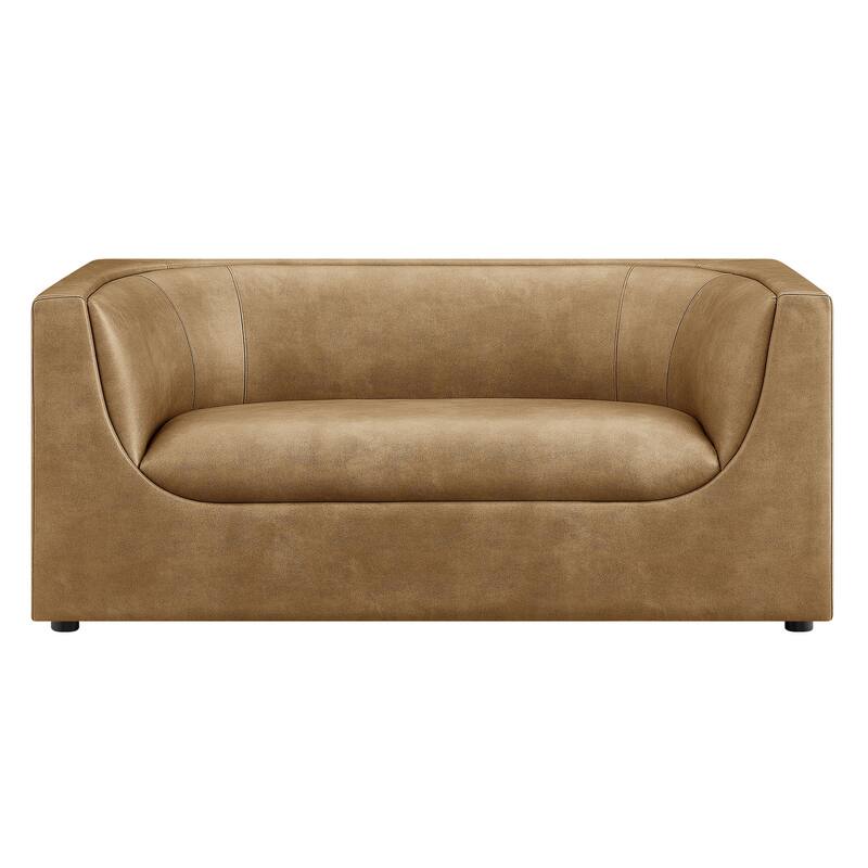 Hilda 67" Curved Back Vegan Leather Loveseat