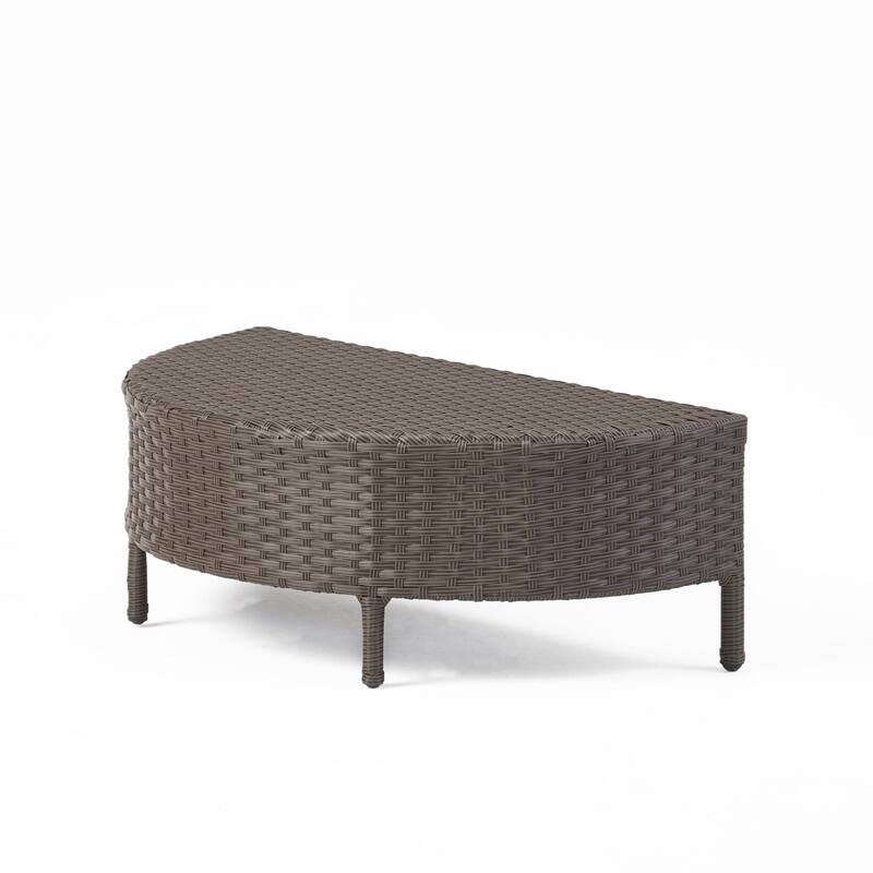 Newton Outdoor Half-Round Coffee Table - Wicker - Gray by Christopher Knight Home