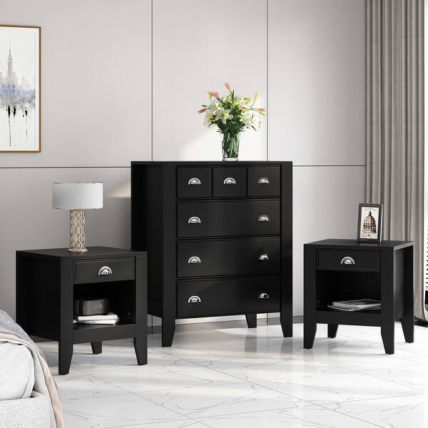 Foisy Faux Wood 3 Piece Dresser and Nightstand Bedroom Set by