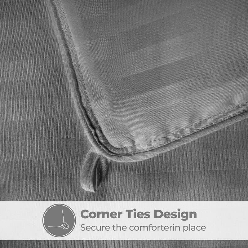 Superior 1 cm Striped Brushed Microfiber Reversible Down Alternative Comforter