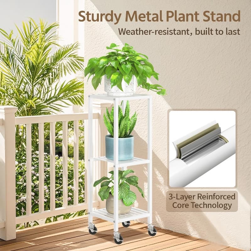 3 Tier Black Metal Plant Stand - 11.6 x 10.8 x 33.7 inches