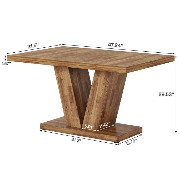 47-Inch Wooden Executive Desk with Heavy Duty Pedestal, Farmhouse Office Computer Desk for Home Office