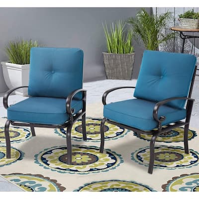 SUNCROWN 2-piece Outdoor Patio Cushioned Dining Chairs