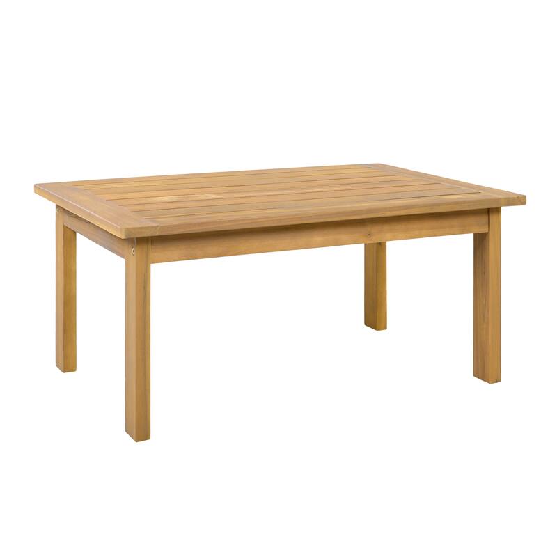 Christopher Knight Home - Modern 3-Piece Acacia Wood Outdoor Sectional Set with 3-Seater Sofa, Loveseat & Coffee Table