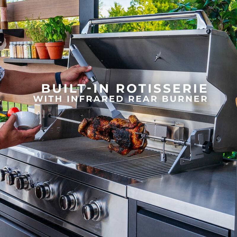 Backyard Discovery Fusion Flame Outdoor Kitchen, Grill, Refrigerator - 10'5" x 4'0"