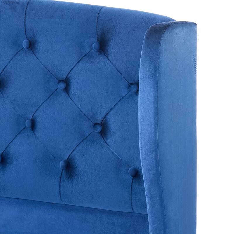 Christopher Knight Home - Amara Traditional Velvet Upholstered Sleigh Bed with Wingback Headboard & Scroll Footboard, Queen Size