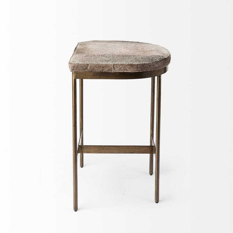 Millie Black Genuine Leather Seat with Nickel Metal Frame Counter Stool