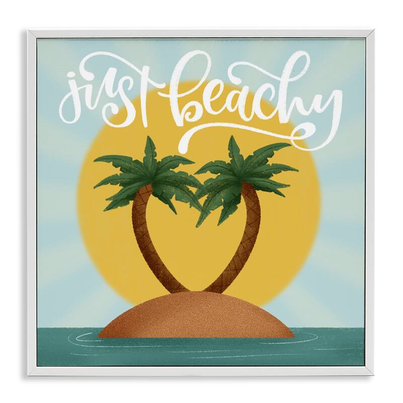 Stupell Just Beachy Tropical Island Framed Giclee Art Design By Sarah Hickman - 24 x 24 - White