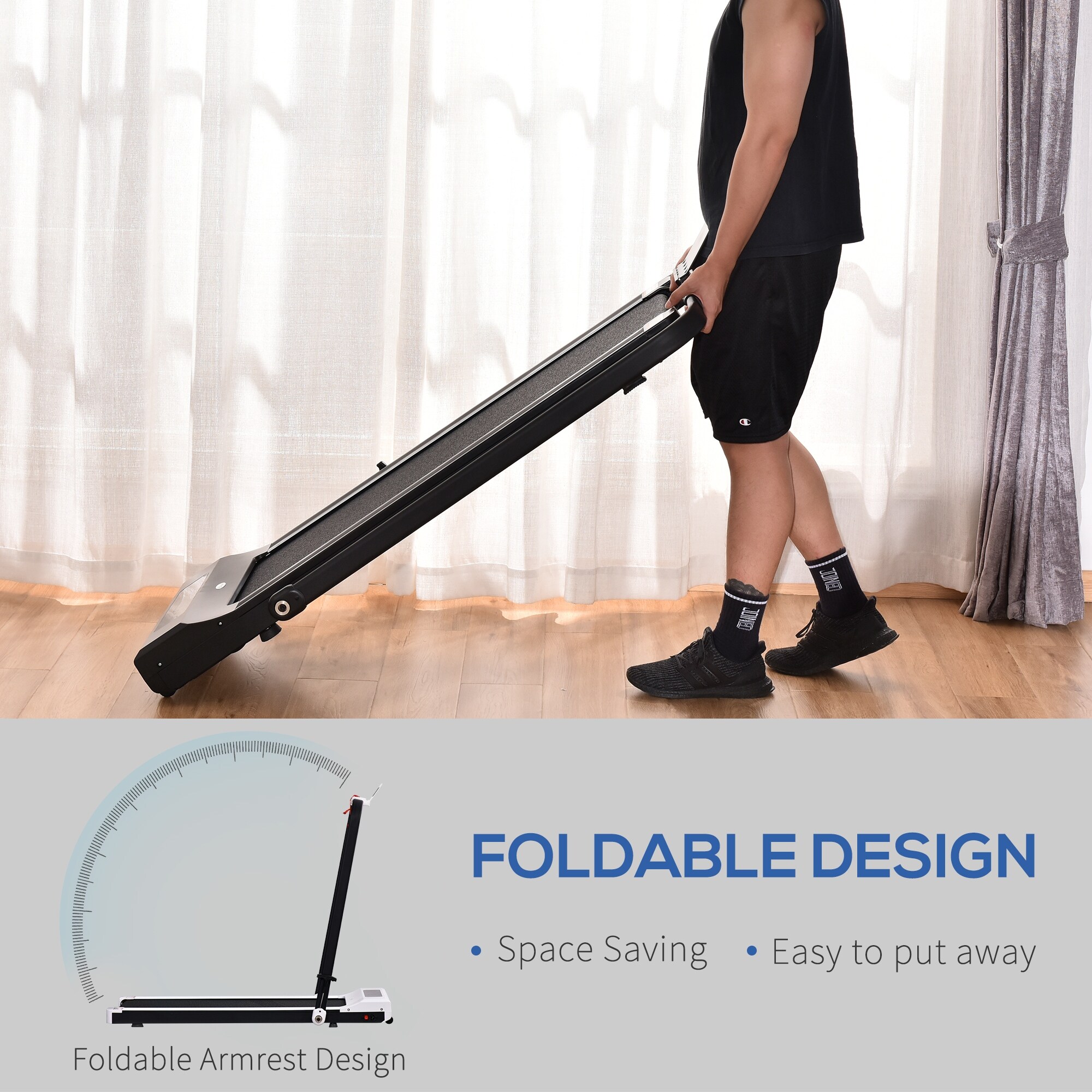 Soozier Folding Electric Treadmill Walking Jogging Running Machine with 7.5 MPH Speed LED Display and Remote Control