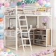 preview thumbnail 1 of 11, Modern Twin Size Metal Loft Bed with 3 Layers of Shelves and L-shaped Desk for Bedroom