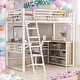 preview thumbnail 15 of 24, Twin Size Metal Loft Bed with 3 Layers of Shelves and L-shaped Desk for Home
