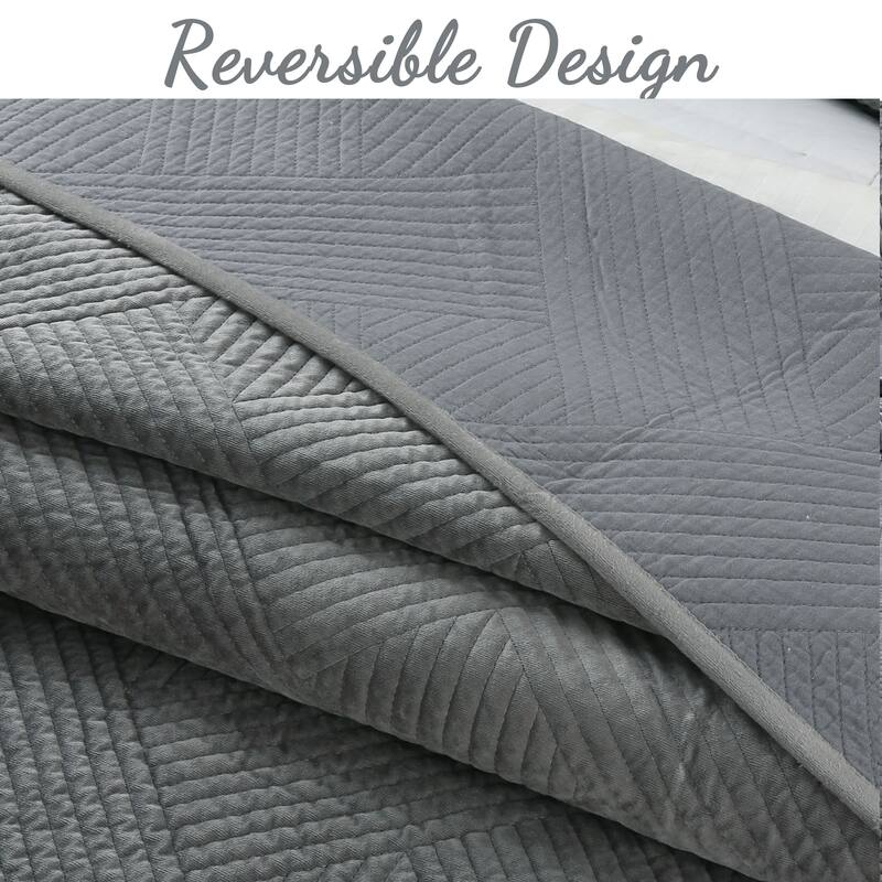 Cozy Line Soft Velvet Basket Weave Stripe Solid Poly Cotton Quilt Bedding Set