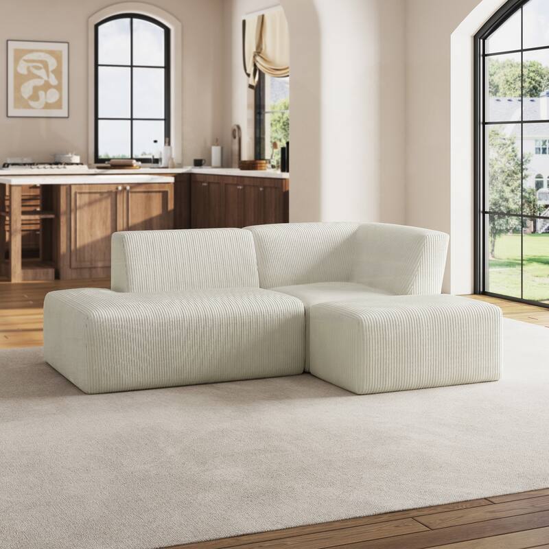 Corduroy Fully Sponge Molded Modular Sectional Sofa with Ottoman