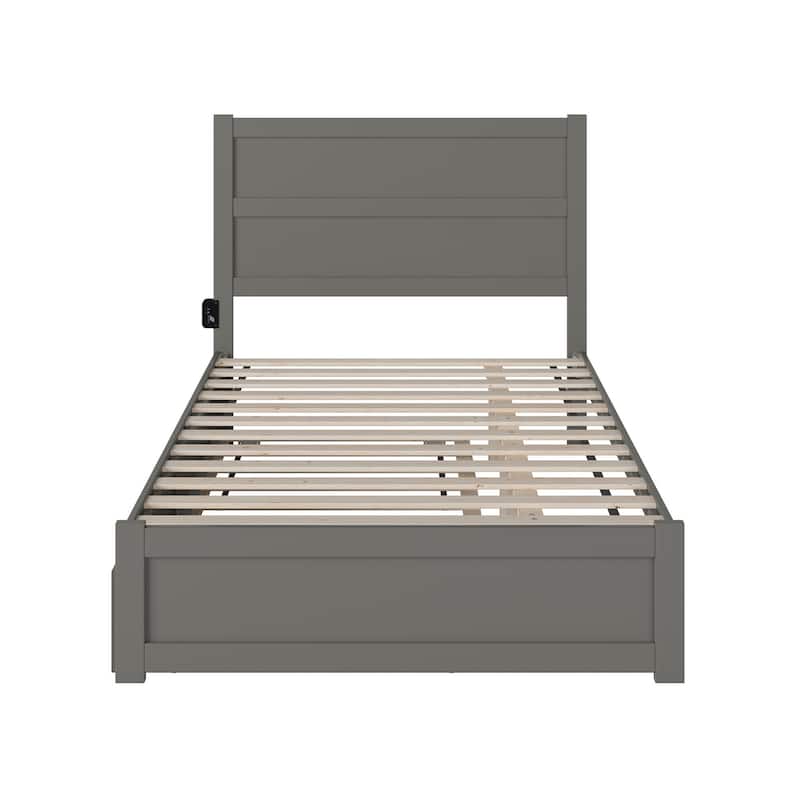 NoHo Full Bed with Footboard and Twin Trundle in Grey