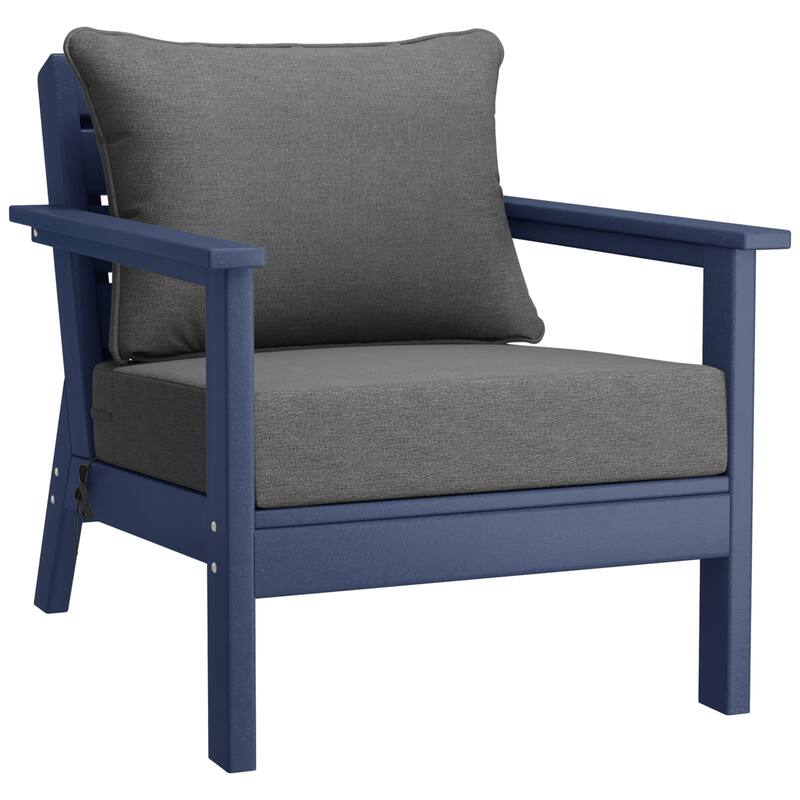 Birchwood All Weather HDPE Outdoor Patio Navy Blue Deep Seating Conversation Set (5-Piece Set)