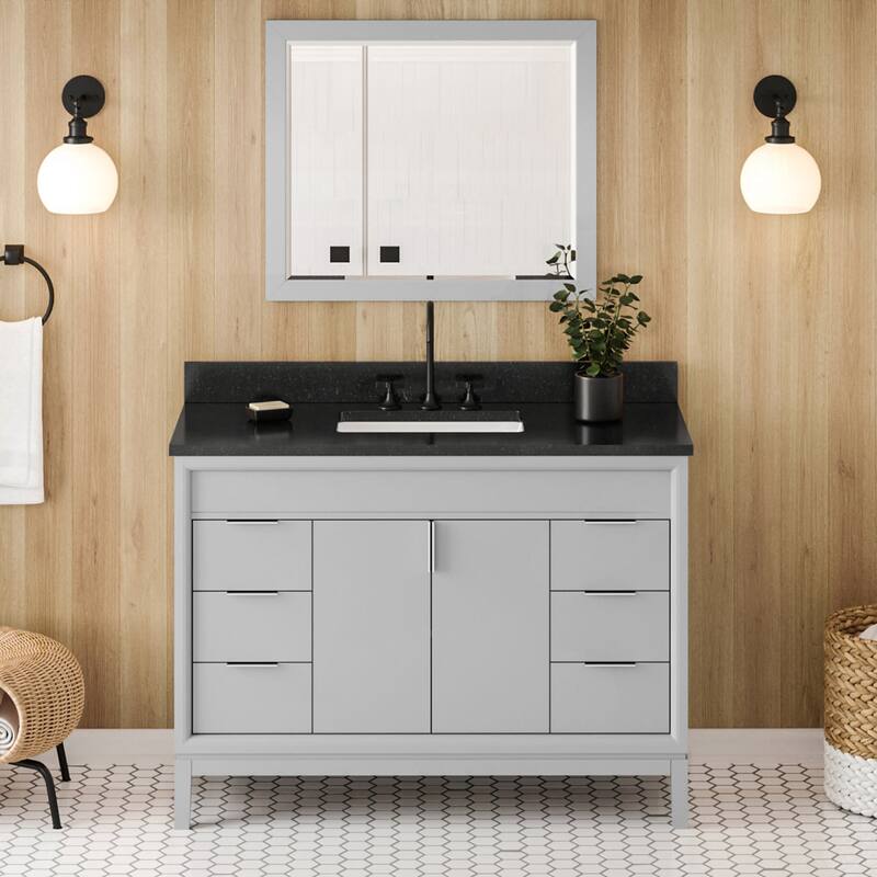 Jeffrey Alexander VKITTHE48R-GRANITE Theodora II 48" Free Standing - Grey / Black - Steel Finish