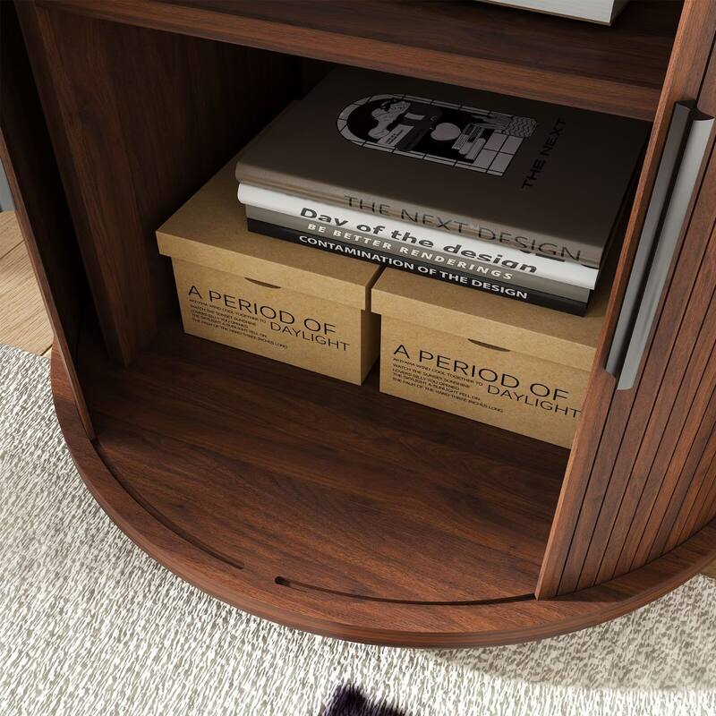 2-Tier Nightstand with USB Ports and Built-in Charging Station & Sliding Door