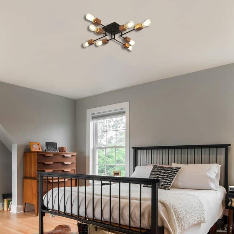 8 Light bulb light black kitchen light iron dining light fixtures - N/A