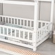 preview thumbnail 26 of 43, Floor Wooden Bed with House Roof Frame and Fence Guardrails