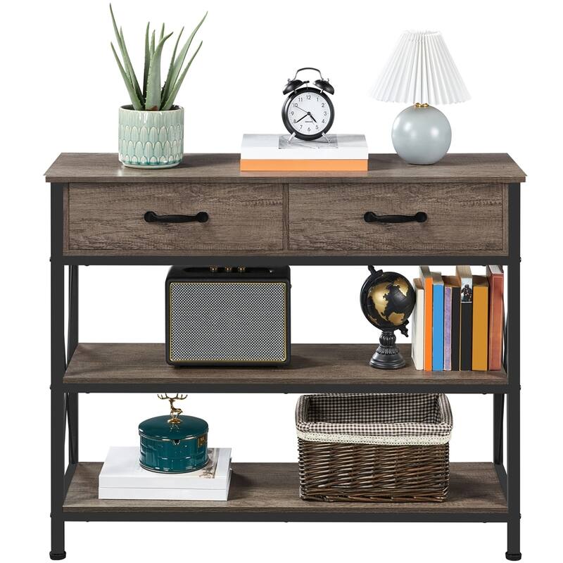 Yaheetech 3-Layer Console Table Entryway Table with Drawers & Shelves