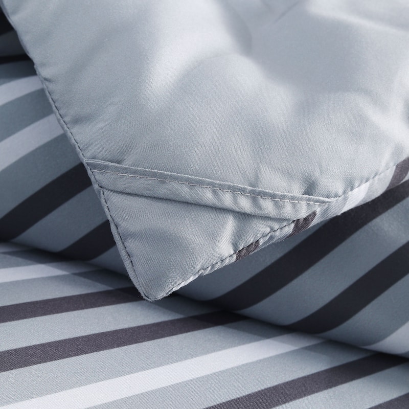 Year-Round Printed Stripe Microfiber Comforter Set