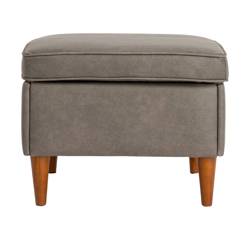 Atley Upholstered Ottoman with Storage and Solid Wood Legs