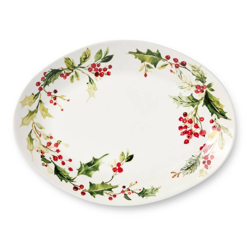 Certifed International Holly And Vines Oval Platter 16" x 12' - 16 L x 12 W x 1.5 H