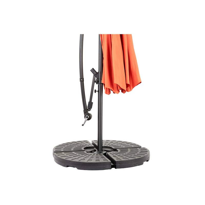 Hanging Patio Umbrella Polyester Parasol with Tilt Adjustment 8 Ribs, for Backyard Poolside - (Dark Green)