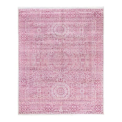 Ikat One-of-a-Kind Handmade Area Rug, Pink - 8' 1" x 10' 0"