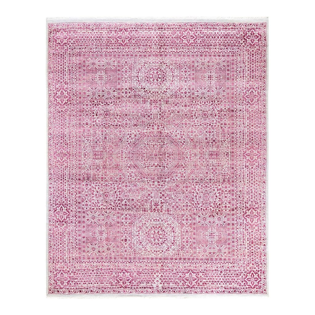 Ikat One-of-a-Kind Handmade Area Rug, Pink - 8' 1" x 10' 0"