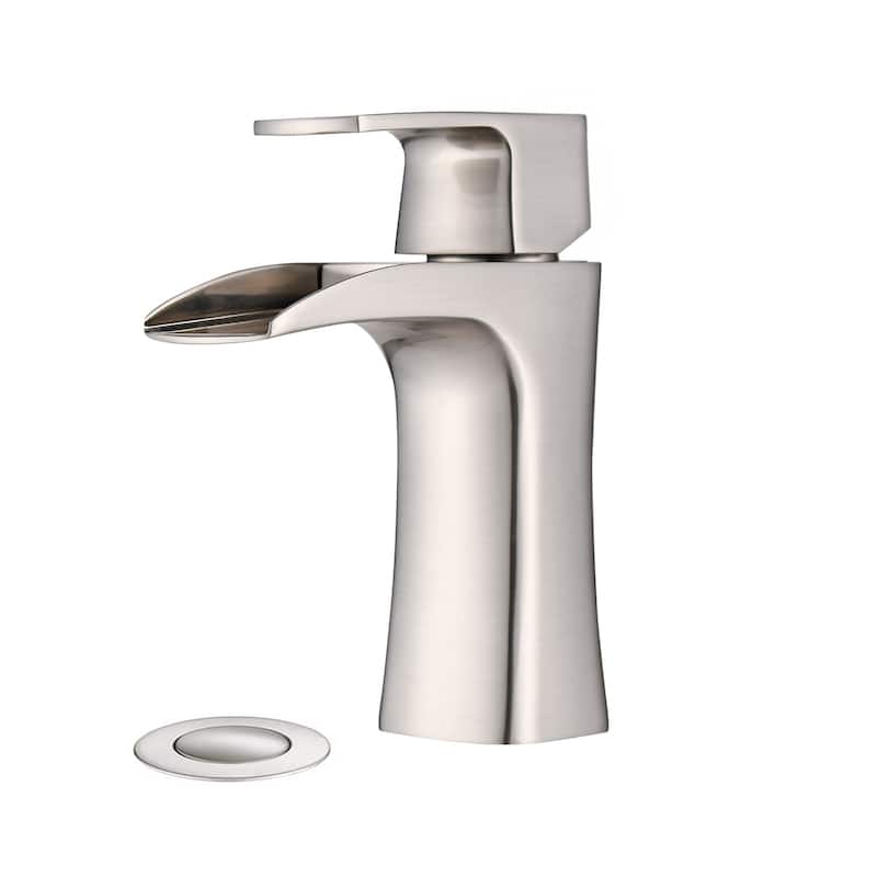Proox Single Handle Bathroom Waterfall Faucet Single w/ Drain Assembly - Brushed Nickel
