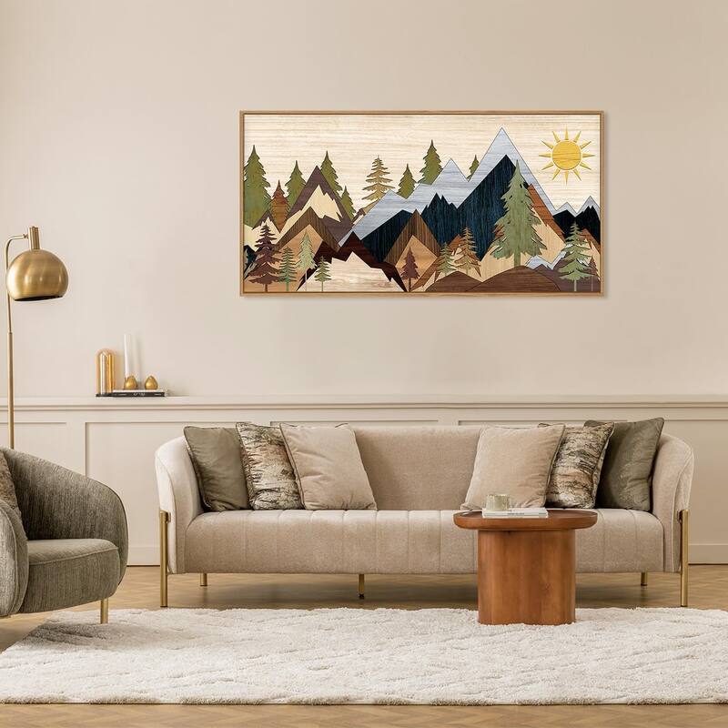 Nature Wilderness Illustration Wall Decor, Woodcut Forest