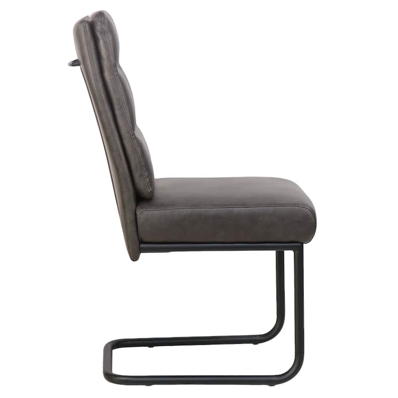 Modern Faux Leather and Metal Dining Chair, Set of 2