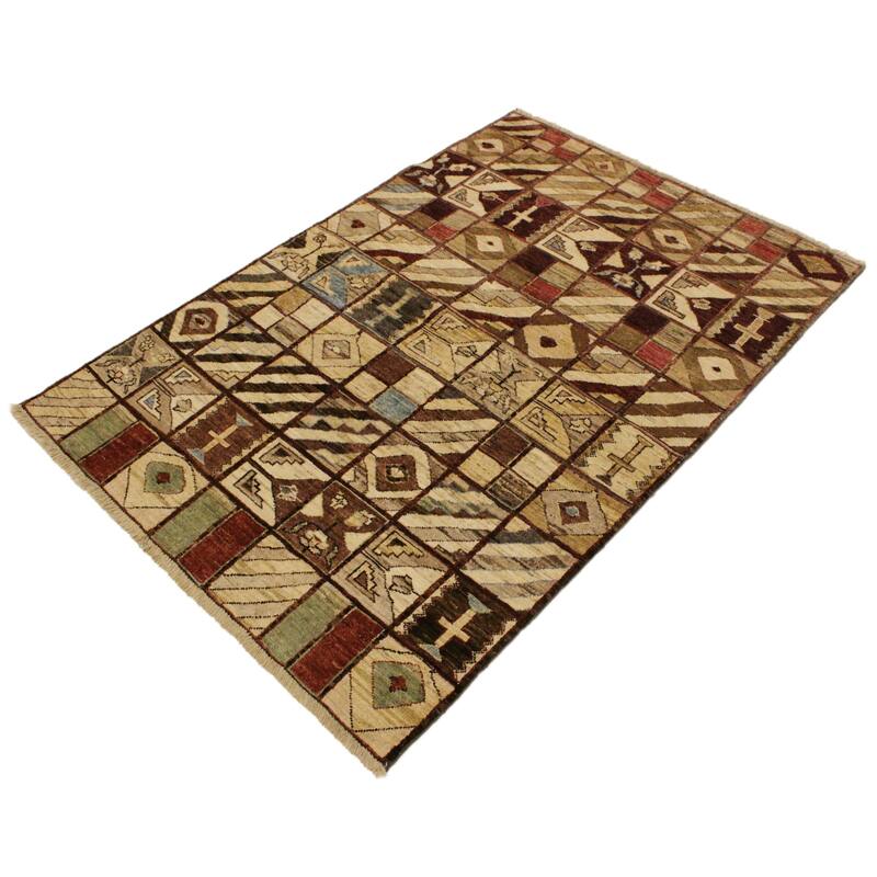 Rustica Mosaic Gabbeh Hand-Knotted Wool Area Rug