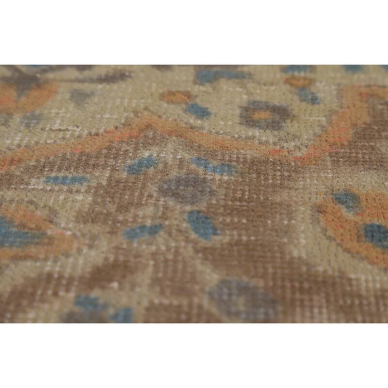 Brown Medallion Tabriz Persian Area Rug Handmade Floral Wool Carpet - 9'7"x 12'3"