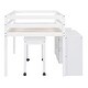 preview thumbnail 10 of 12, White Twin Wooden Loft Bed with Movable Desk, Drawers, and Guardrail