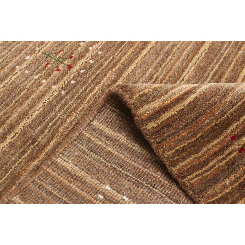ECARPETGALLERY Hand Loomed Kashkuli Gabbeh Brown Wool Rug - 3'2 x 4'9