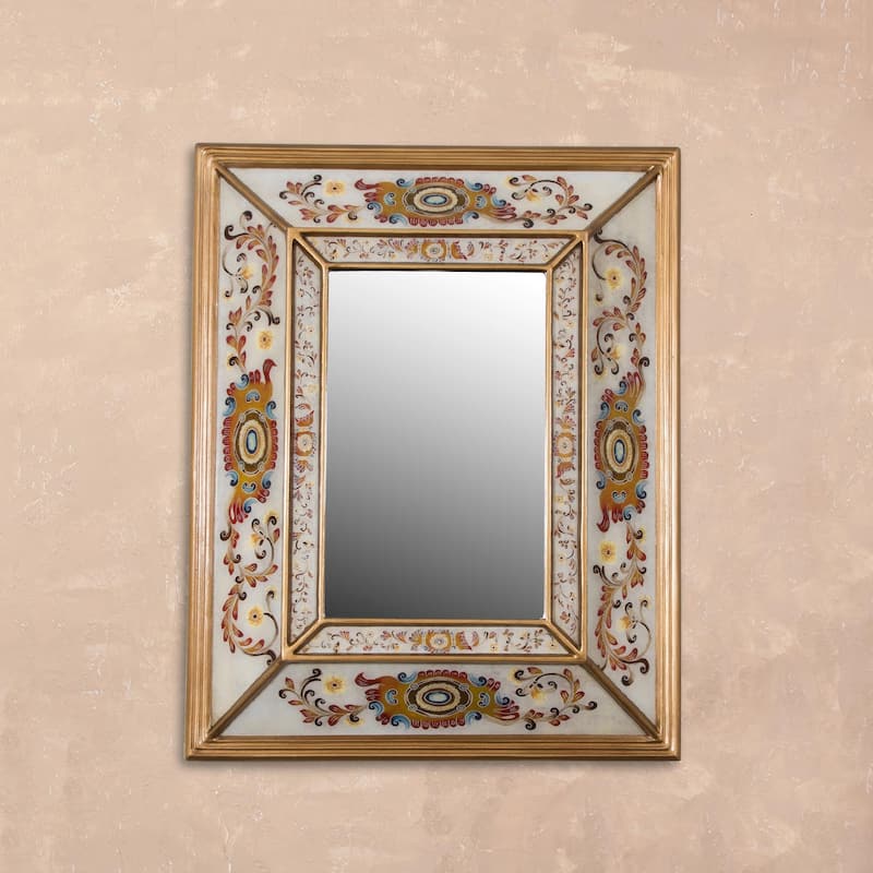 Novica Handmade Regal Majesty Reverse-Painted Glass Wall Mirror