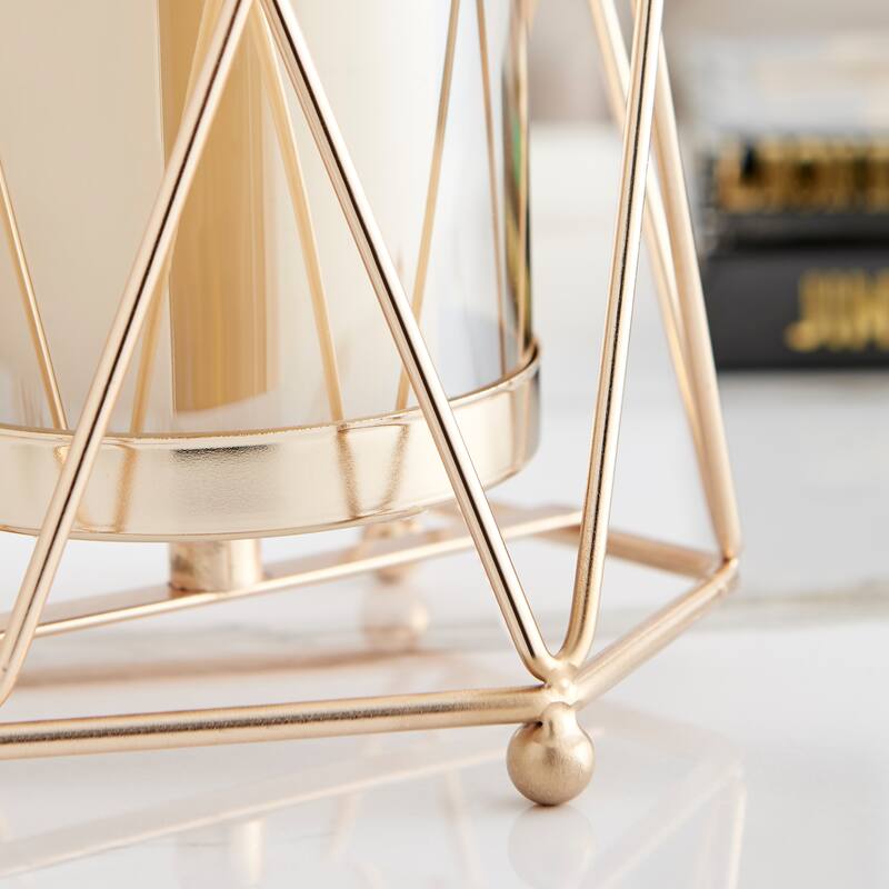Danya B. Prism Warm Gold Hurricane Candle Holders - Set of 2