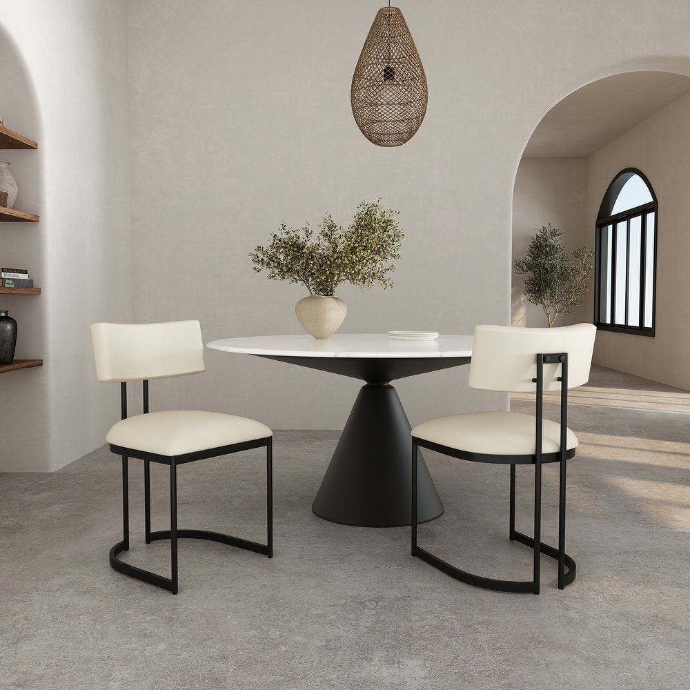 Manhattan Comfort Juno Vegan Leather Metal Side Chair - Set of 2