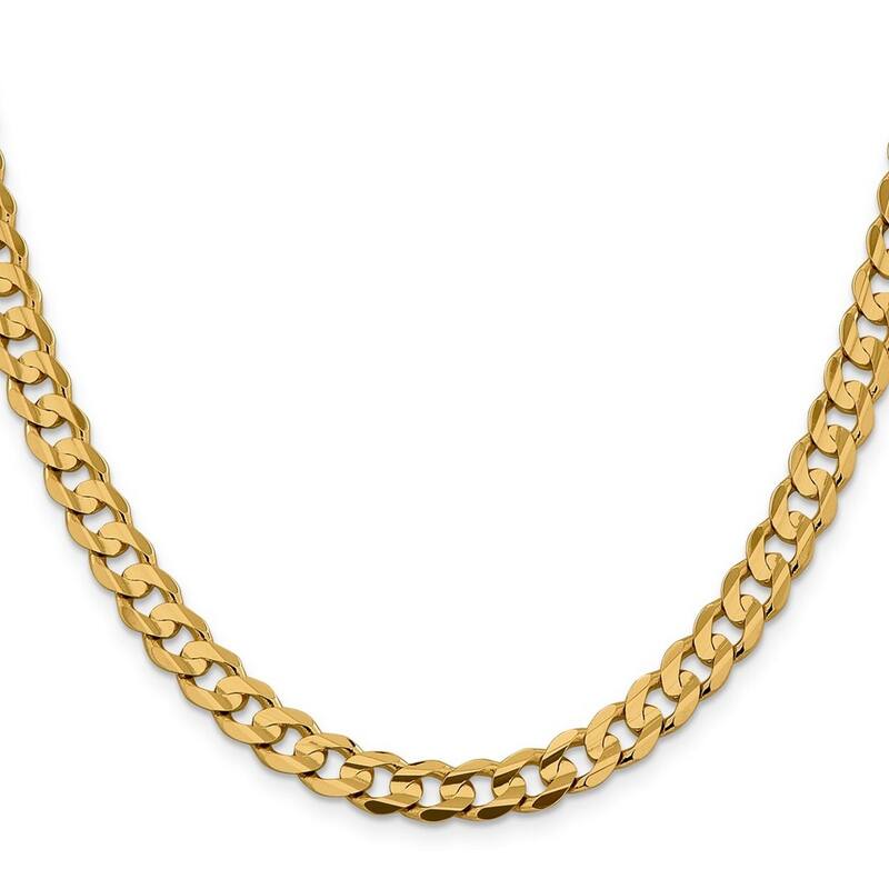 Curata 14k 7.5mm Open Concave Curb Chain Bracelet