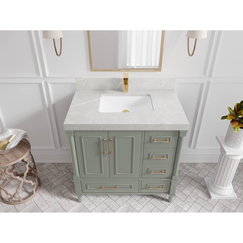 Willow Collections 36 in. W x 22 in. D Aberdeen Center Sink Left Bathroom Vanity with Countertop