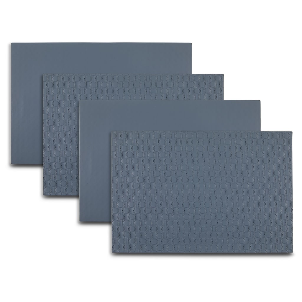 Dainty Home Stratham Premium Vegan Leather Reversible 2 Pattern Rectangular Placemat Set Of 4