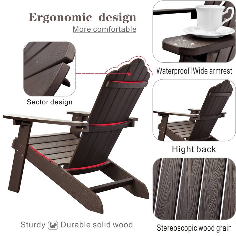 OVIOS Plastic Wood Adirondack Outdoor Patio Chair Set of 2